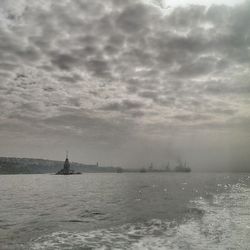 Scenic view of sea against cloudy sky