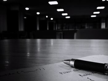 Close-up of empty seats on table