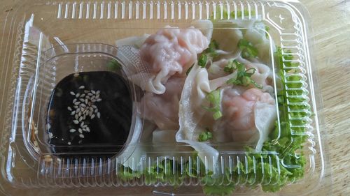 High angle view of food on table