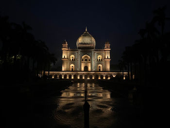 View of historical building at night