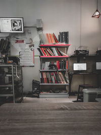 Stack of books on table at home