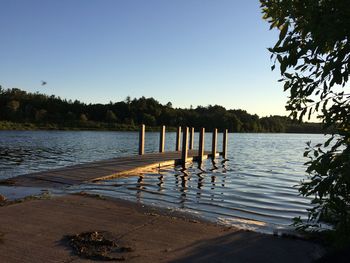 Scenic view of lake against clear sky