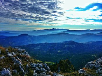 Scenic view of mountains against sky
