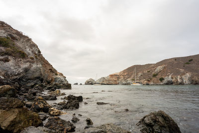 Scenic view of sea against sky. taken in little harbor, on catalina island, california.