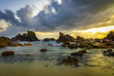 Scenic view of sea against sky during sunset