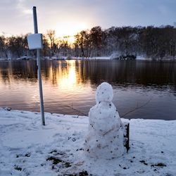 Frozen lake against sky during winter