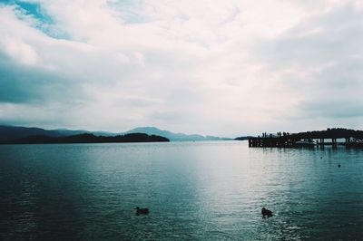 Scenic view of lake against sky