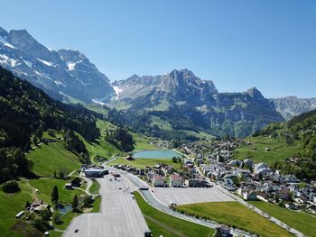 High angle view of road passing through landscape