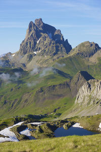 Midi ossau peak in ossau valley, pyrenees in france.