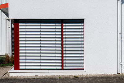Closed door of house