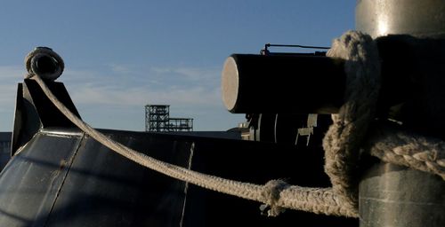 Low angle view of rope against sky