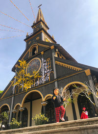 Low angle view of traditional building against sky