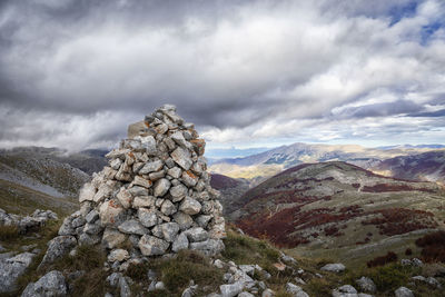 Scenic view of rocky mountains against sky