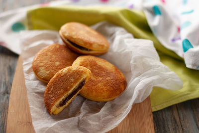 High angle view of bread on table