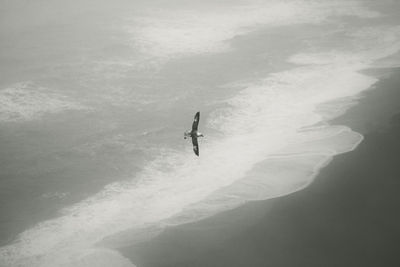 High angle view of people on snowcapped mountain
