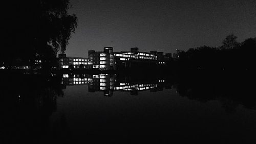 View of illuminated city at night