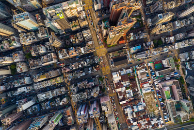 High angle view of buildings in city