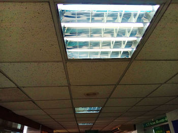 Low angle view of skylight in building