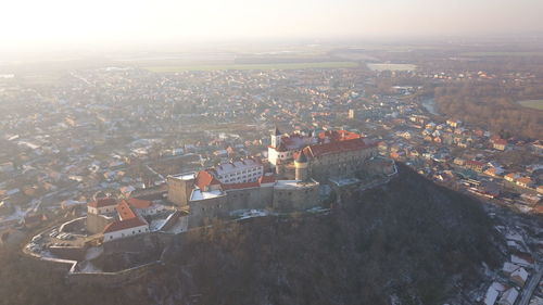 High angle view of townscape against sky