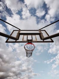 Low angle view of basketball hoop against sky