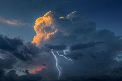 Low angle view of lightning in sky