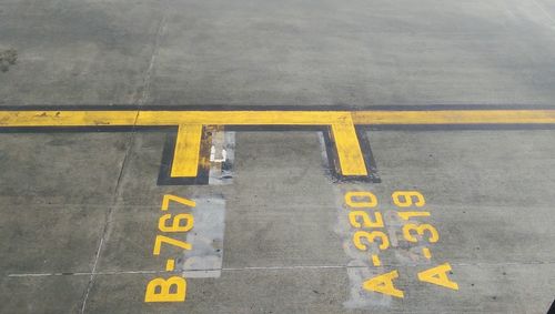 High angle view of yellow bus