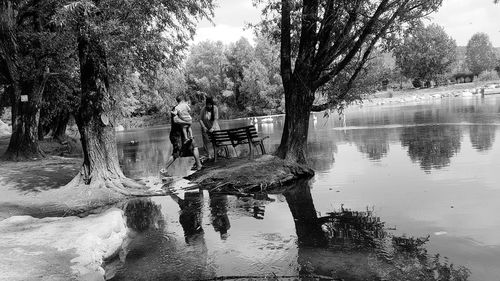 Reflection of trees in lake