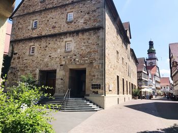 Low angle view of buildings against sky