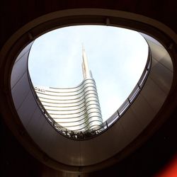 Low angle view of modern building against sky