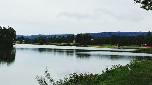 Scenic view of lake against sky