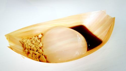 Close-up of food over white background