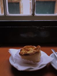 Close-up of dessert in plate on table