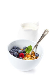 High angle view of breakfast served in bowl