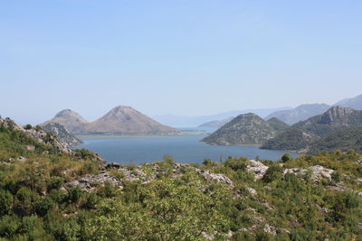 Scenic view of mountains against clear sky