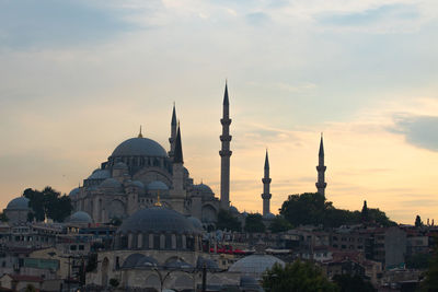 Suleymaniye mosque at the sunset