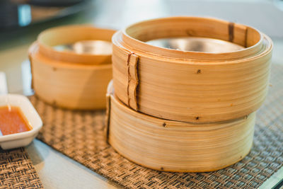 Close-up of bread in container