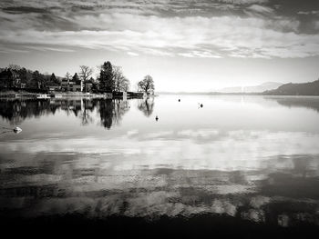 Scenic view of lake against sky