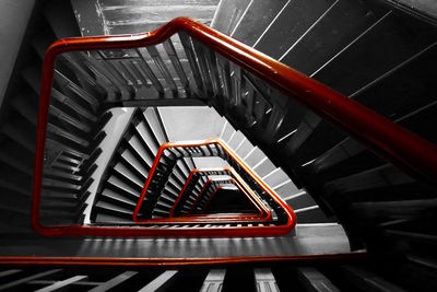 High angle view of spiral staircase