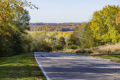 Road amidst trees against sky