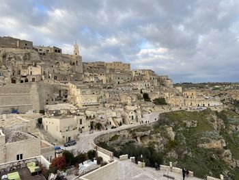 High angle view of townscape against sky