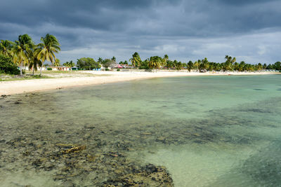 Scenic view of beach against sky