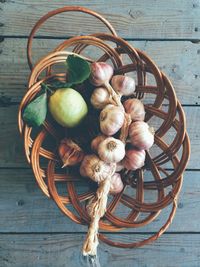 Close-up of wooden wicker basket