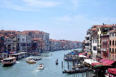 View of boats in canal