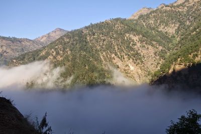 Scenic view of mountains against clear sky