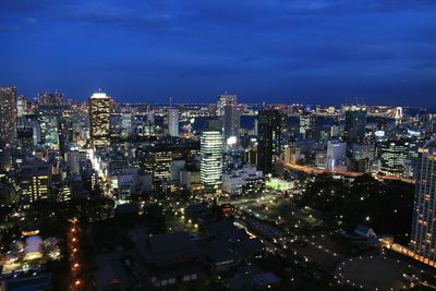 Illuminated city at night