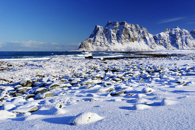 Scenic view of frozen sea against sky