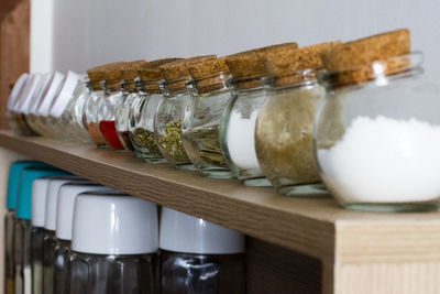 Decoration with glass objects inside the residential apartment. transparent and fragile glass.