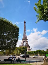 View of tower against cloudy sky