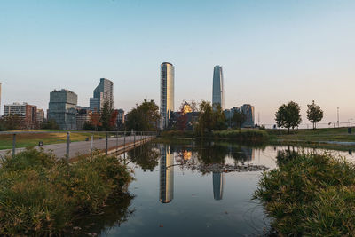 Reflection of buildings in water