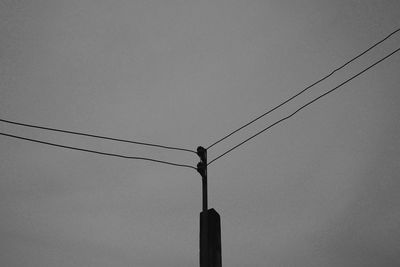 Low angle view of power lines against clear sky